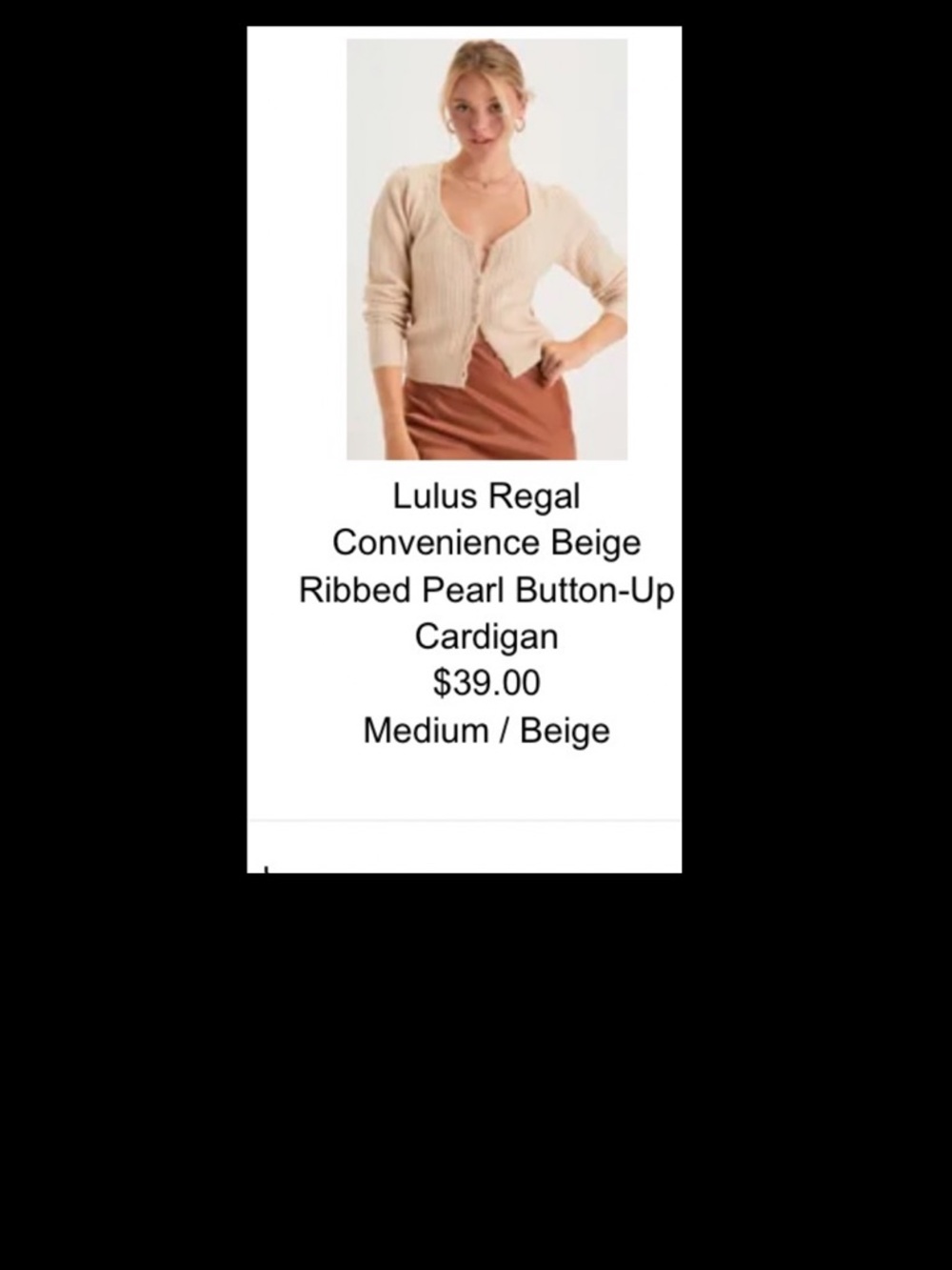 Lulu's Cream Ribbed V-Neck Button Cardigan - Picture 5 of 5